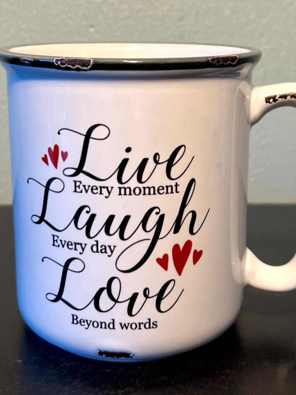 Audrey’s Home & Gift "Live Laugh Love" Heavyweight Enamel Style Stoneware Mug